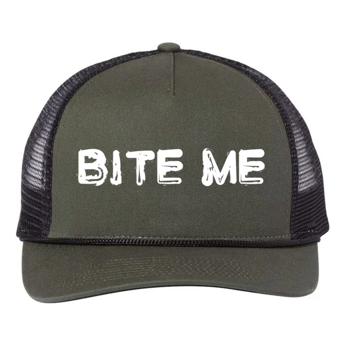 Bite Me Rude Saying Gift Retro Rope Trucker Hat Cap