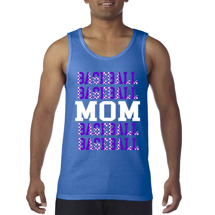 Baseball Mom Repeating Purple White Sports Mom Gift Tank Top