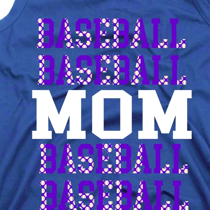 Baseball Mom Repeating Purple White Sports Mom Gift Tank Top