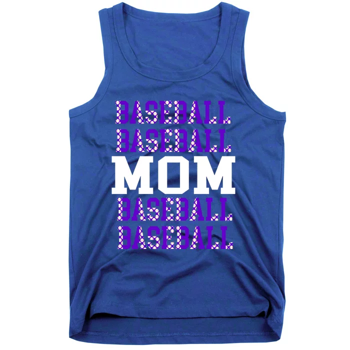 Baseball Mom Repeating Purple White Sports Mom Gift Tank Top