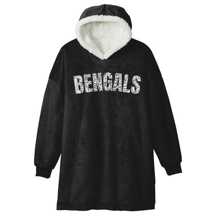 B.E.N.G.A.L.S Mascot Retro Sports Name Design Hooded Wearable Blanket