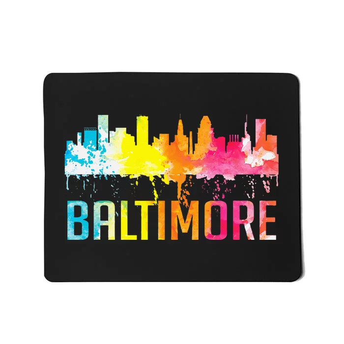 Baltimore Maryland Retro Watercolor Skyline Art Souvenir Mousepad