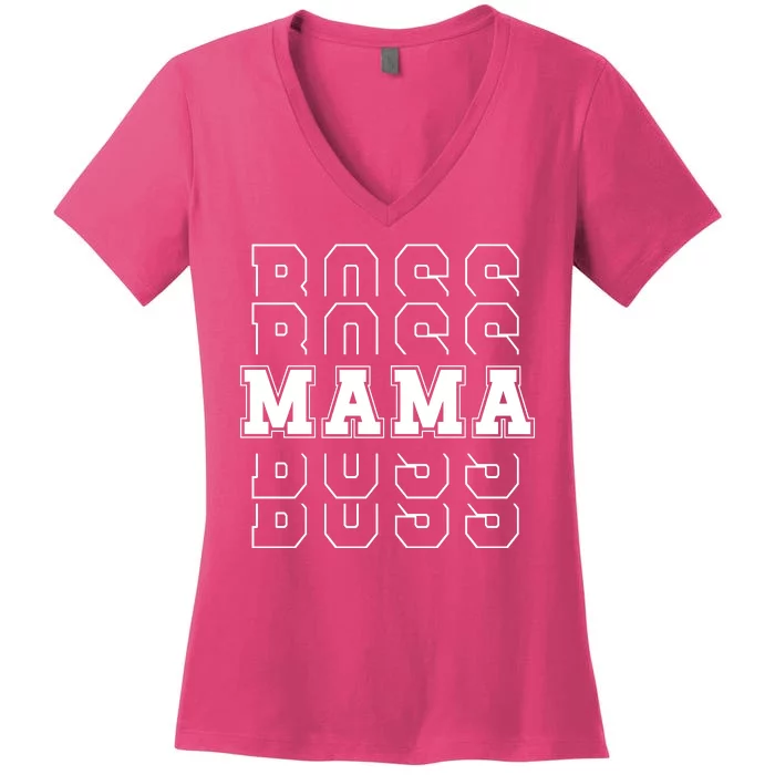 Boss Mama Retro Mom Gift Women's V-Neck T-Shirt