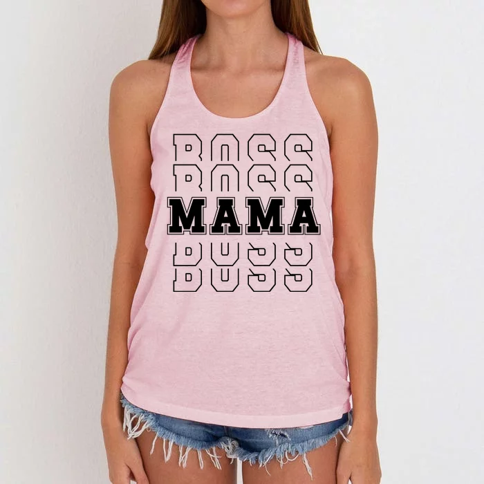 Boss Mama Retro Mom Gift Women's Knotted Racerback Tank