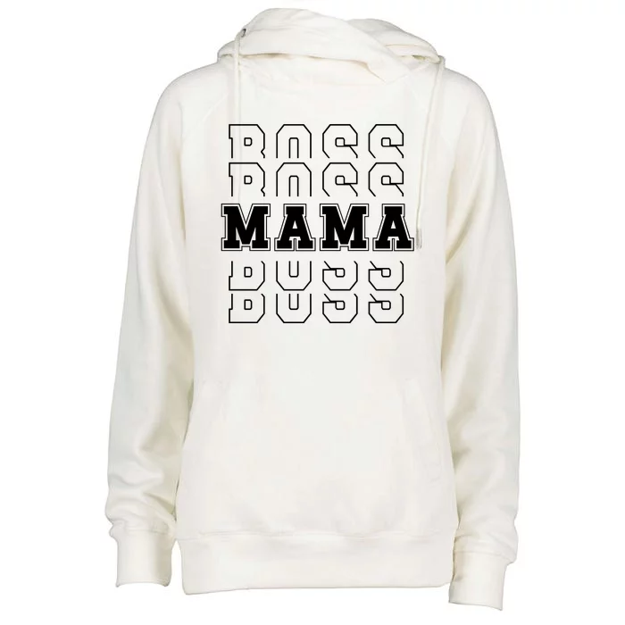 Boss Mama Retro Cute Gift For Mom Womens Funnel Neck Pullover Hood