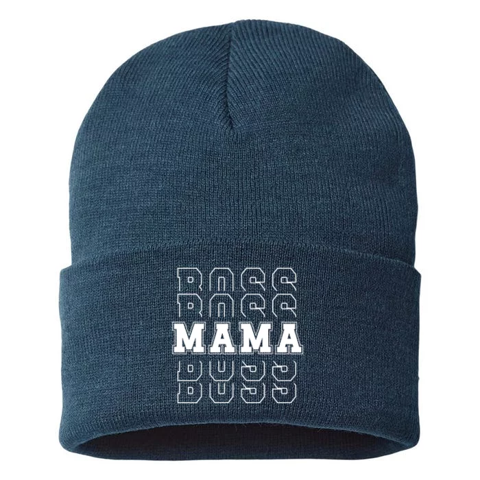 Boss Mama Retro Cute Gift For Mom Sustainable Knit Beanie