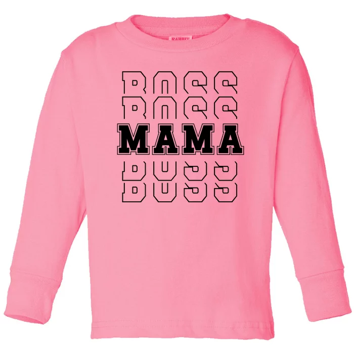 Boss Mama Retro Cute Gift For Mom Toddler Long Sleeve Shirt