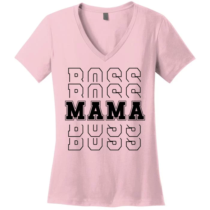 Boss Mama Retro Cute Gift For Mom Women's V-Neck T-Shirt