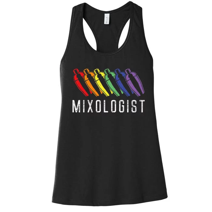 Bartender Mixologist Rainbow Mixologist Women's Racerback Tank