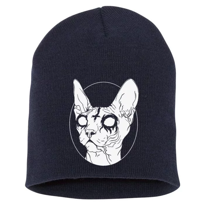 Black Metal Sphynx Cat I Goth And Death Metal Short Acrylic Beanie