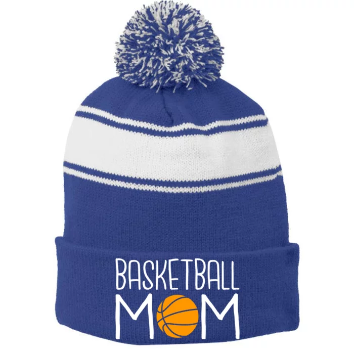 Basketball Mom Sport Mother Mommy Mom Cute Gift Stripe Pom Pom Beanie