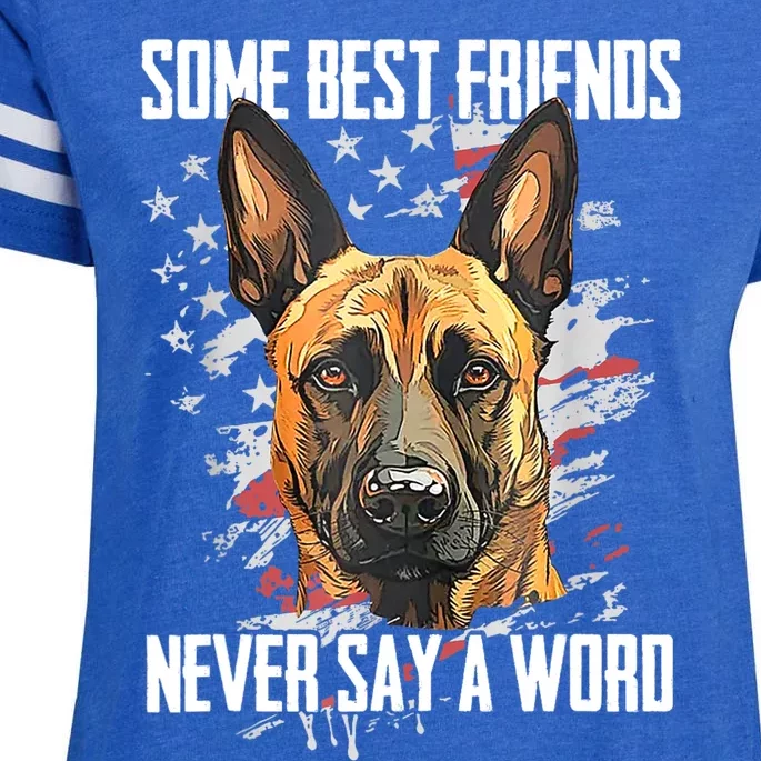 Belgian Malinois Some Best Friends Never Say A Word Enza Ladies Jersey Football T-Shirt