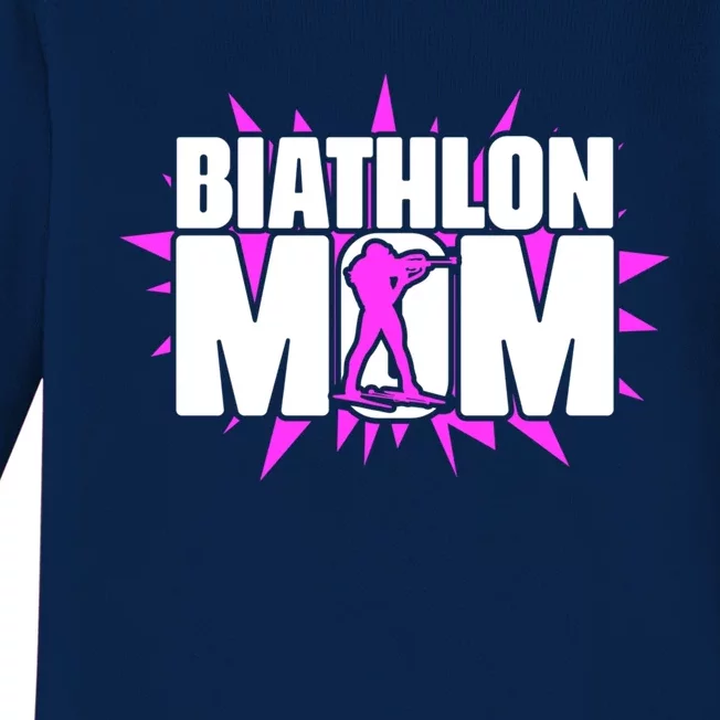 Biathlon Mom Skiing Shooting Ski Sport Biathlete Gift Baby Long Sleeve Bodysuit