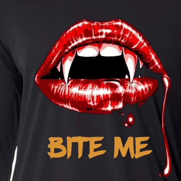 Bite Me Sexy Vampire Lips Halloween Novelty Cooling Performance Long Sleeve Crew