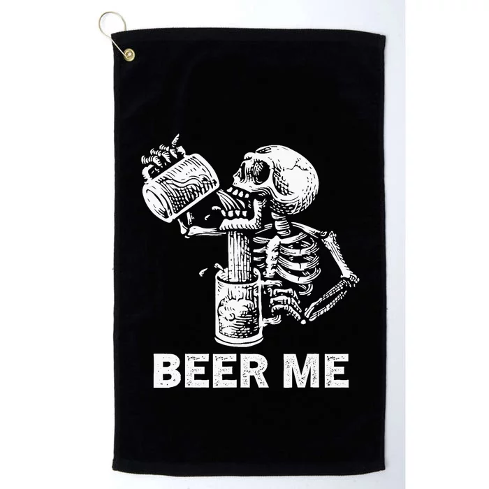 Beer Me Skeleton Scary Spooky Drinking Party Gift Platinum Collection Golf Towel