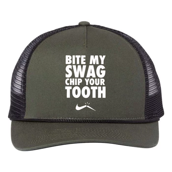 Bite My Swag Chip Your Tooth Retro Rope Trucker Hat Cap