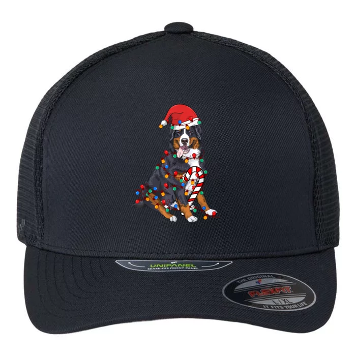 Bernese Mountain Santa Christmas Lights Dog Lover Pajama Flexfit Unipanel Trucker Cap