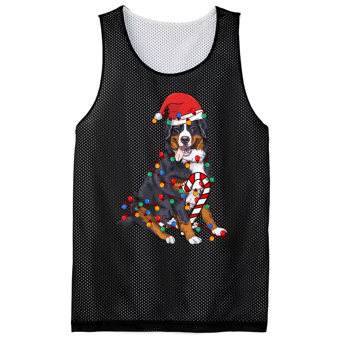 Bernese Mountain Santa Christmas Lights Dog Lover Pajama Mesh Reversible Basketball Jersey Tank