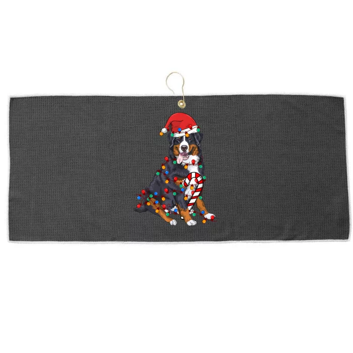 Bernese Mountain Santa Christmas Lights Dog Lover Pajama Large Microfiber Waffle Golf Towel