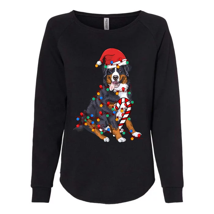 Bernese Mountain Santa Christmas Lights Dog Lover Pajama Womens California Wash Sweatshirt