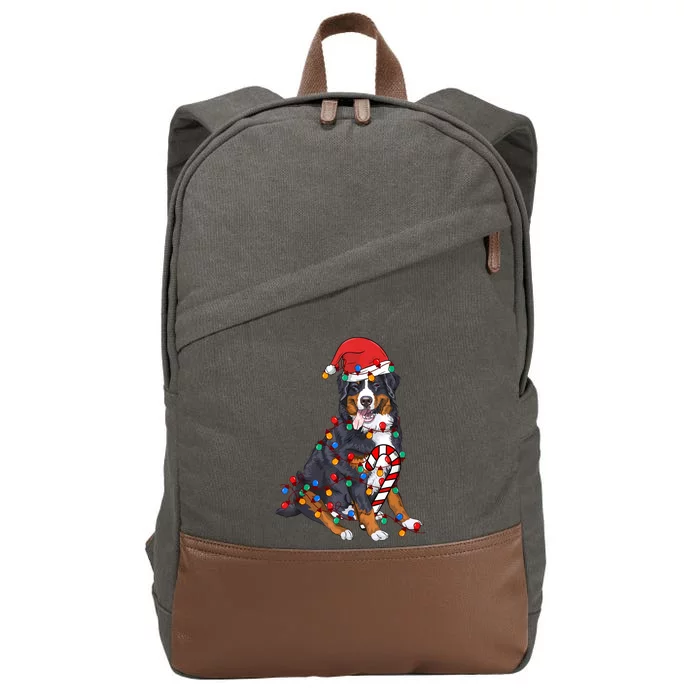 Bernese Mountain Santa Christmas Lights Dog Lover Pajama Cotton Canvas Backpack