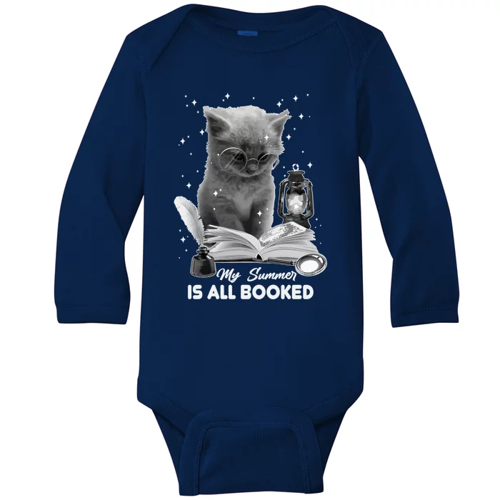 Bookaholic My Summer Is All Booked Summer Reading Bookish Cute Gift Baby Long Sleeve Bodysuit