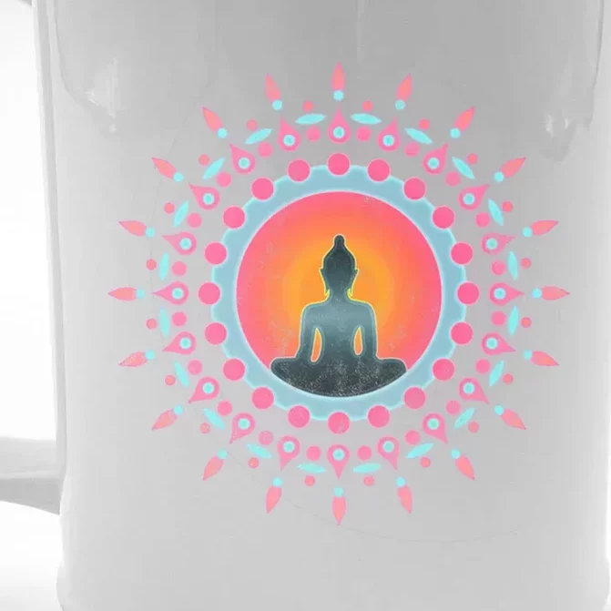 Buddha Meditation Sun Flower Dala Buddhism Yoga Symbol Funny Gift Front & Back Beer Stein