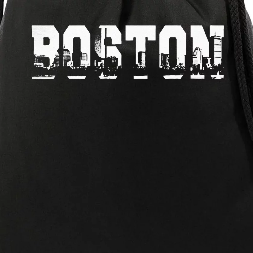 Boston Massachusetts Skyline Graphic Apparel Drawstring Bag