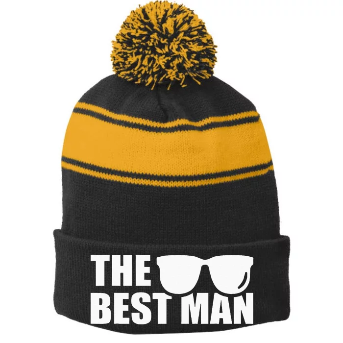 Best Man Stag Party Stripe Pom Pom Beanie