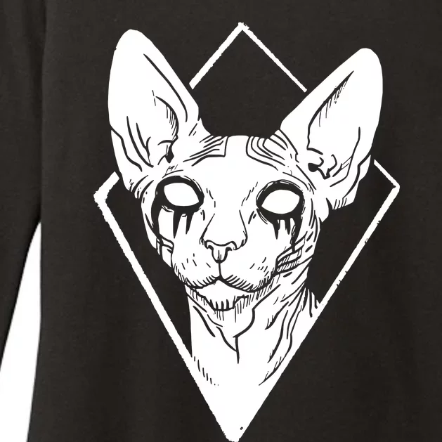 Black Metals Sphynx Cat Womens CVC Long Sleeve Shirt