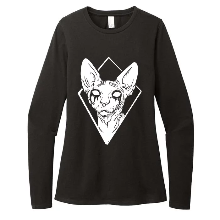 Black Metals Sphynx Cat Womens CVC Long Sleeve Shirt