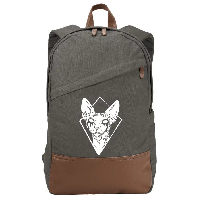 Black Metals Sphynx Cat Cotton Canvas Backpack