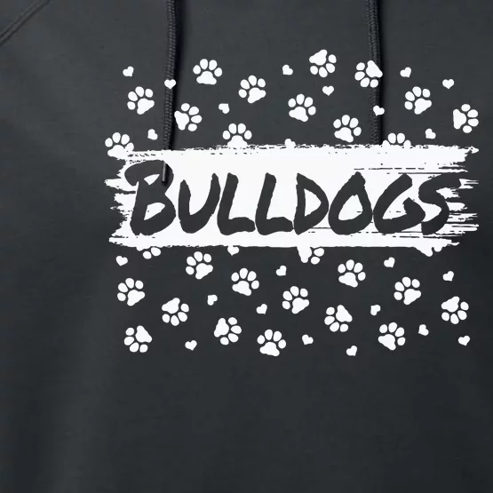 Bulldogs Mascot School Spirit Back To School Footprint Squad Performance Fleece Hoodie