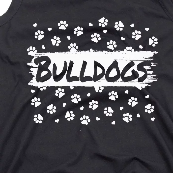 Bulldogs Mascot School Spirit Back To School Footprint Squad Tank Top