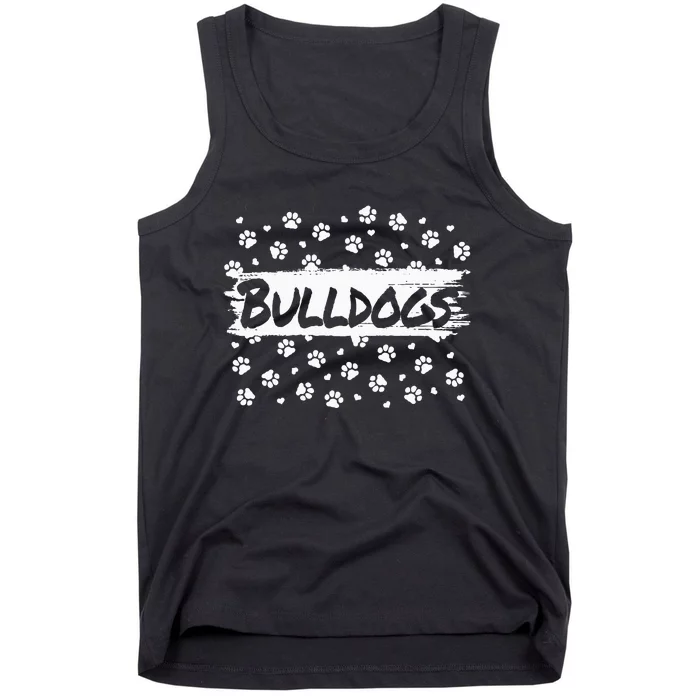 Bulldogs Mascot School Spirit Back To School Footprint Squad Tank Top