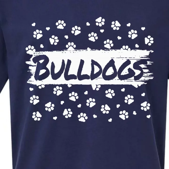 Bulldogs Mascot School Spirit Back To School Footprint Squad Sueded Cloud Jersey T-Shirt