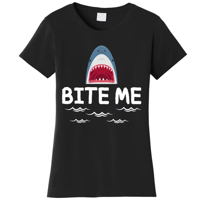 Bite Me Shark Lover Week Awareness Animal Ocean Summer Women's T-Shirt