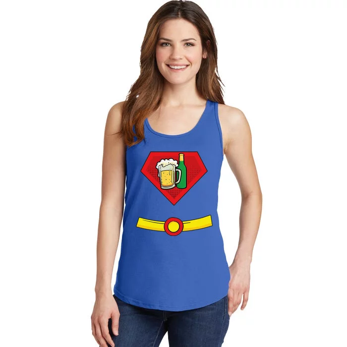 Beer Man Superhero Halloween Costume Ladies Essential Tank