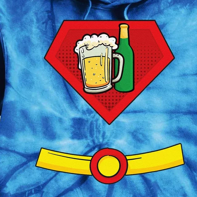 Beer Man Superhero Halloween Costume Tie Dye Hoodie