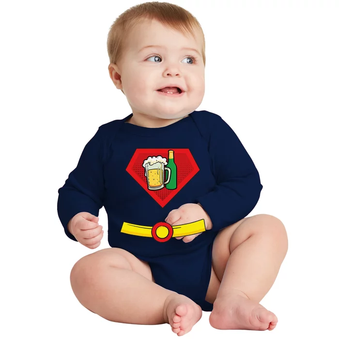 Beer Man Superhero Halloween Costume Baby Long Sleeve Bodysuit