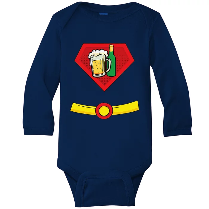 Beer Man Superhero Halloween Costume Baby Long Sleeve Bodysuit