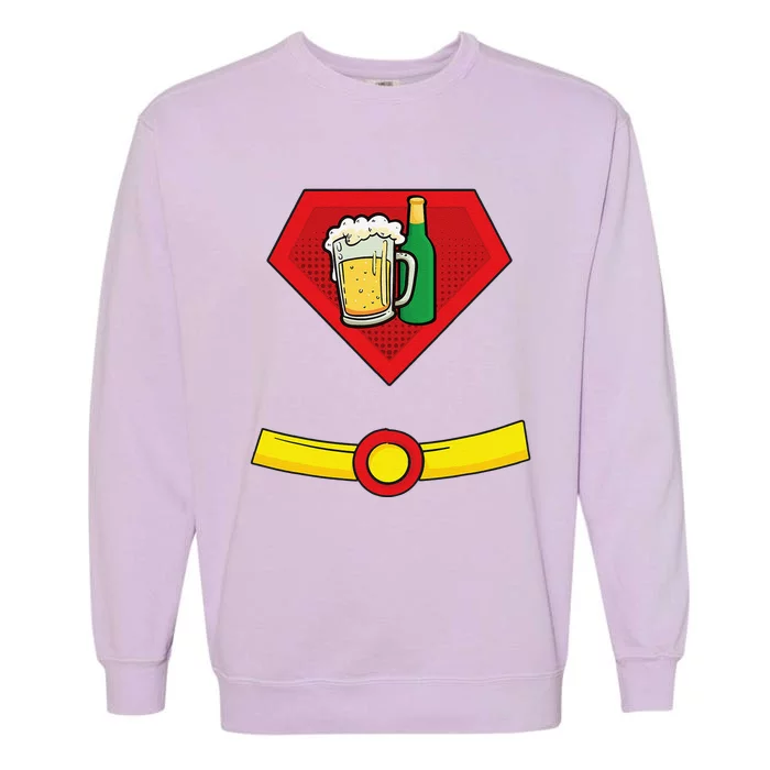 Beer Man Superhero Halloween Costume Garment-Dyed Sweatshirt