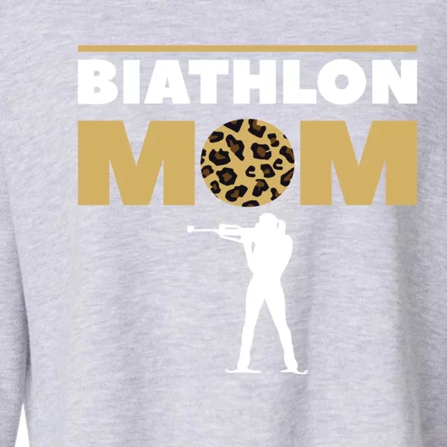 Biathlon Mom Skiing Competition Biathlete Cute Gift Cropped Pullover Crew