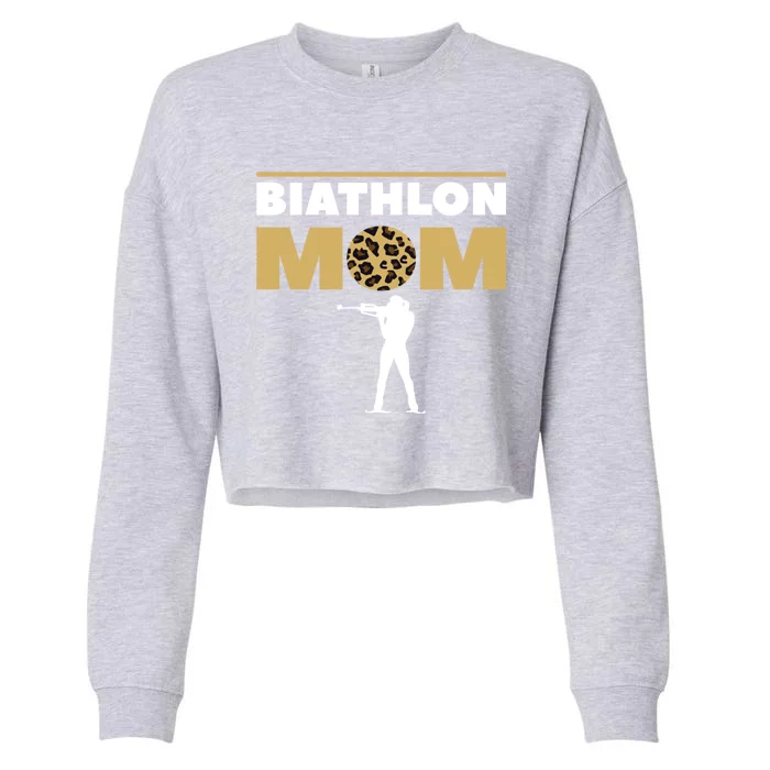 Biathlon Mom Skiing Competition Biathlete Cute Gift Cropped Pullover Crew