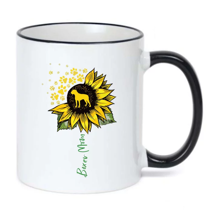 Boxer Mom Sunflower Boxer Dog Gifts Dog Mom Mama Black Color Changing Mug