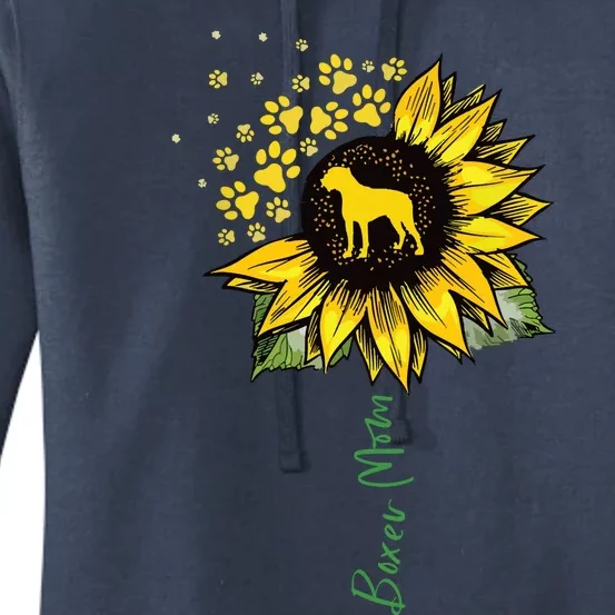 Boxer Mom Sunflower Boxer Dog Gifts Dog Mom Mama Women's Pullover Hoodie