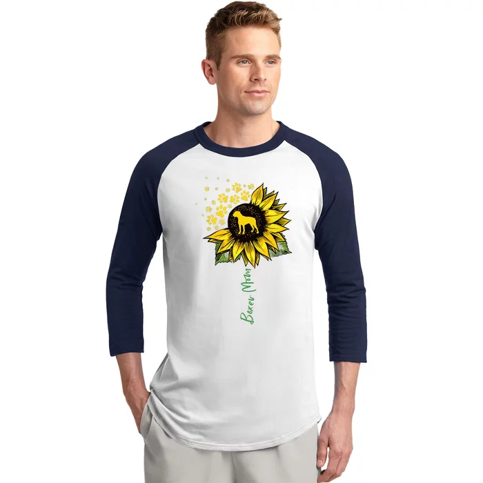 Boxer Mom Sunflower Boxer Dog Gifts Dog Mom Mama Baseball Sleeve Shirt