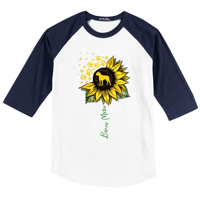 Boxer Mom Sunflower Boxer Dog Gifts Dog Mom Mama Baseball Sleeve Shirt