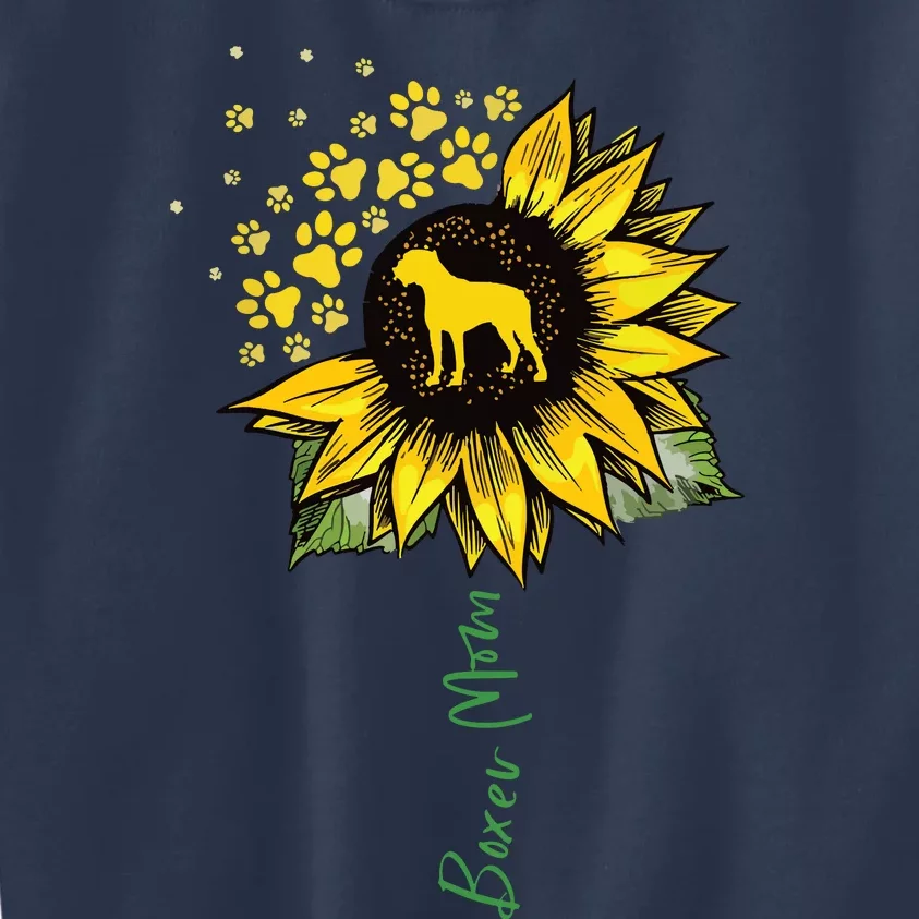 Boxer Mom Sunflower Boxer Dog Gifts Dog Mom Mama Kids Sweatshirt