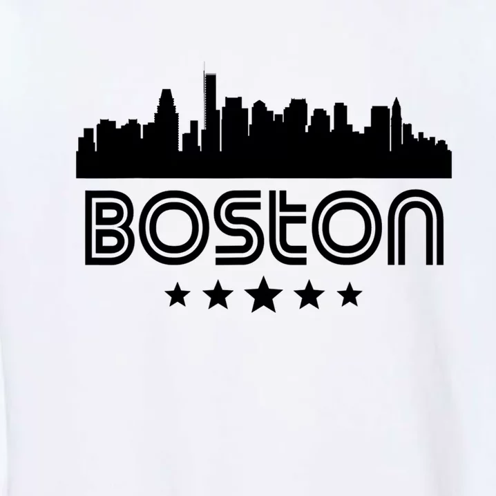 Boston Massachusetts Skyline Retro Style Garment-Dyed Sweatshirt